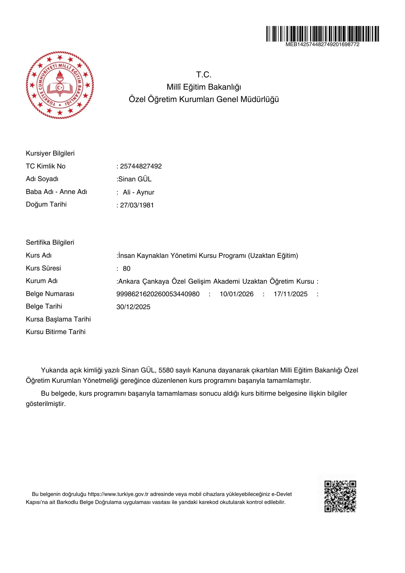 MEB İNSAN KAYNAKLARI YÖNETİMİ