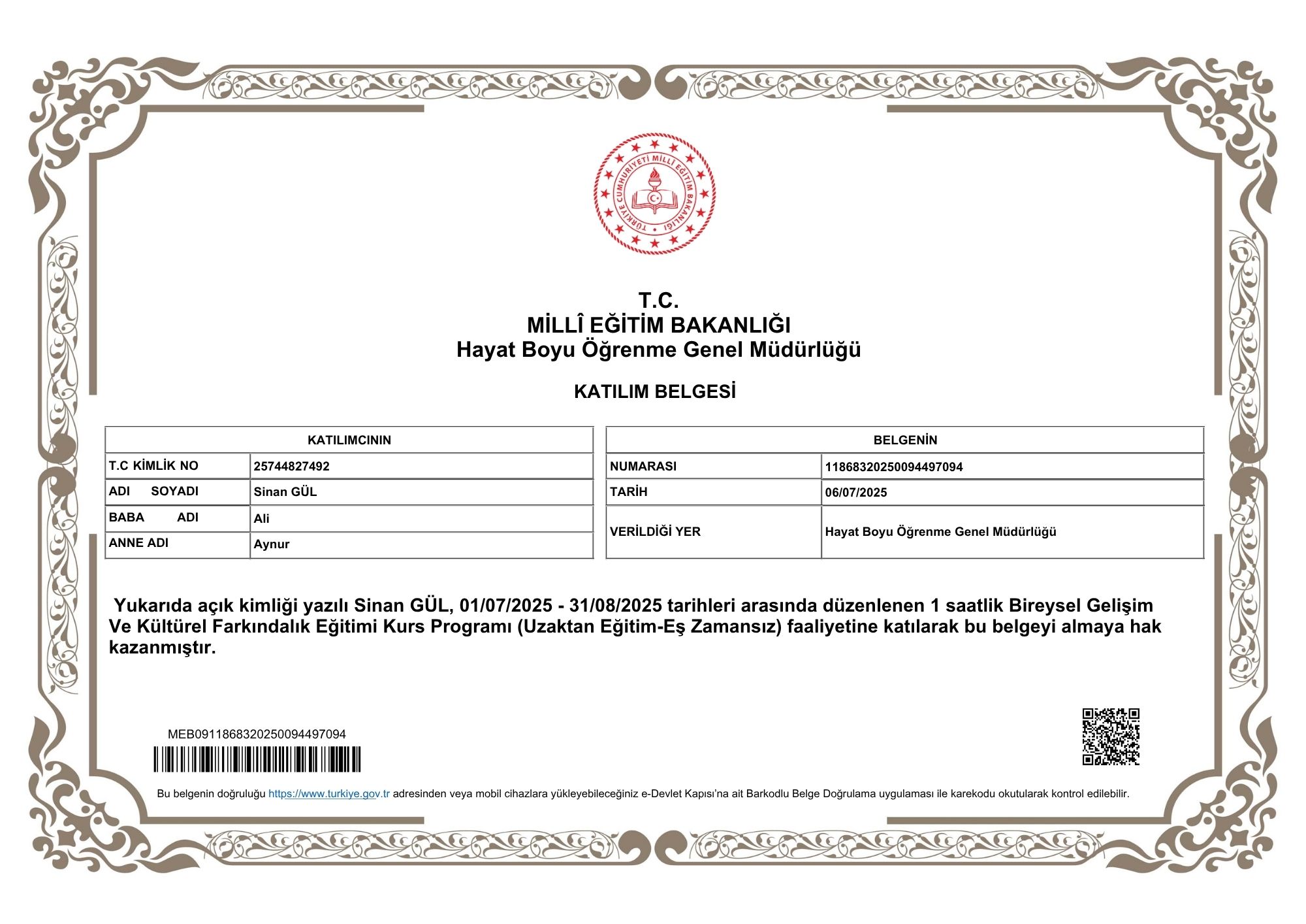BİREYSEL GELİŞİM VE KÜLTÜREL FARKINDALIK